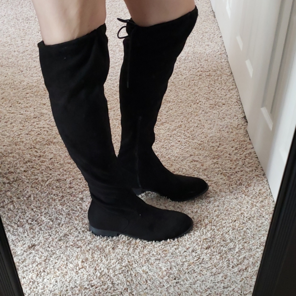 Black suede over the knee boots, 13, 1" heel